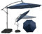 RELAX4LIFE Sombrilla Terraza 3x3m con 40 Luces LED Solar, Sombrilla Inclinable con Base en Cruz, Manivela Manual y 2 Sacos de Arena, Protección Solar, Parasol para Jardín, Terraza y Patio (Azul)