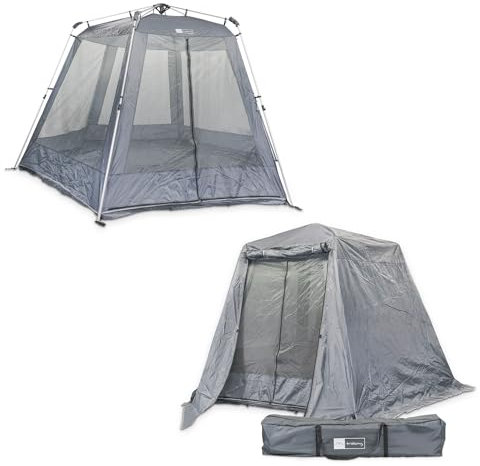 trekony Ausstellungszelt, faltbar aus Aluminium, mit Regencover, kleines Packmaß, Messezelt oder Pavillon, Pop-Up Zelt mit Tragetasche für Ausstellungen, Messen, Garten, Pavillon, Outdoor, Anthrazit