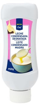 METRO Chef Leche Condensada - Entera y Desnatada - 2,5kg, 950g, 2,42kg, 900g | Ideal para Postres y Repostería (1 BOTE, Leche Condensada Desnatada 950g.)