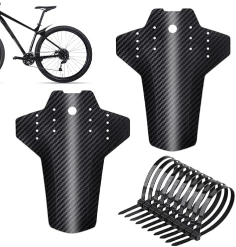 Demarsen 2-Teiliges Schutzbleche Mountainbike, Fahrrad Schutzblech Vorne und Hinten Set, MTB Spritzschutz Kohlefaser Muster mit 10 Kabelbinder, Universal Fahrrad Zubehör für 20/24/26/27.5/29 Zoll