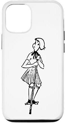 Hülle für iPhone 14 Vintage-Mädchen auf einem Pogo-Stick Cartoon