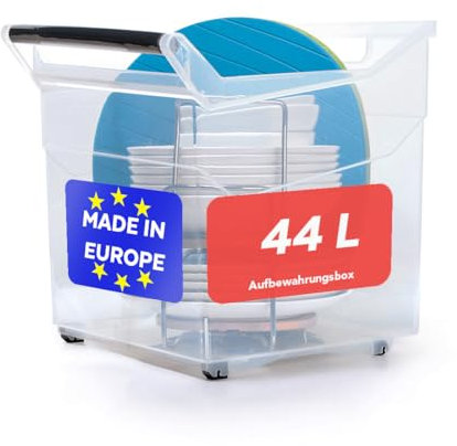 magubo Aufbewahrungsbox- Boxen Aufbewahrung 44l, Transparent, aus robustem Kunststoff, Plastikbox mit Rollen für einfache Handhabung, Aufbewahrung Ordnungssystem Aufbewahrungsboxen (44L(H), 1 Stück)