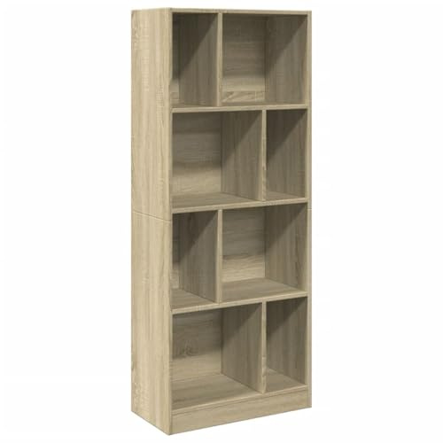 vidaXL Bücherregal, Standregal 8 Fächer, Bücherschrank Aktenregal für Wohnzimmer Büro, Wandregal Regal Büroregal, Sonoma-Eiche Holzwerkstoff