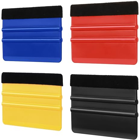 Qishing Spatola in vinile con bordo in feltro da 10 cm, per applicare la pellicola per finestre, strumento per levigare la carta da parati, con 10 feltrini in tessuto nero