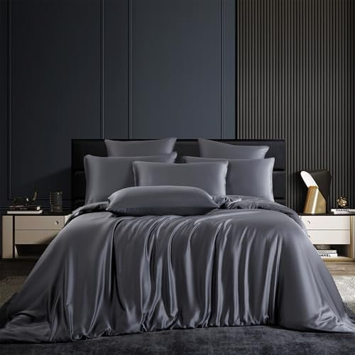 Gezu Bambus Bettwäsche 200x220cm Grau Uni Bettwäsche-Set aus natürlichem Bambus Bambusfaser Bettbezug Weichste und kühl perfekt für Hautpflege Deckenbezug mit Reißverschluss und 2 Kissenbezüge 80x80cm