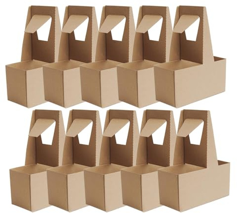 Porte-gobelets – Porte-gobelets en carton robuste | 10 porte-gobelets à café avec 2 compartiments et poignée – Boîtes polyvalentes pour livraison de boissons