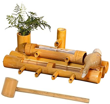 DDKYHU Fontana da Giardino Zen Fontana in bambù con Fila d'Acqua Fontana in bambù con Pompa oscillante Decorazione da Giardino Giapponese, creatività (50 cm/19,7 Pollici)