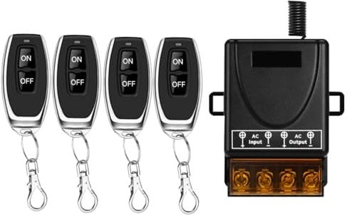 Cerhot AC 220V/230V/240V 100m 30A Hochleistungs-Funkfernlichtschalter, Außenlichtschalter, Funkfernbedienungsschalter, Für Wasserpumpe, Beleuchtung (100m 4V1 AC 100V-240V)