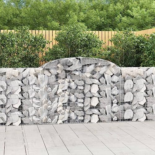 XGWKCNV Furniture select-Arched Gabion Baskets 6 pcs 300x30x100/120 cm Galvanised Iron