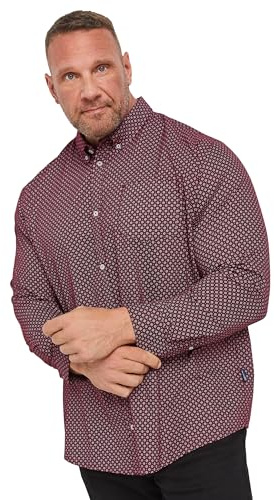 BadRhino Big & Tall Red Geometric Print Party Shirt - Men's - Plus Size Curve