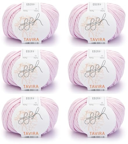 ggh Tavira Box | 6x50g (insg. 300g) Baumwolle zum Stricken oder Häkeln - Farbe 030 - Hellrosa