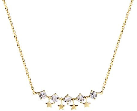 Tolldek Gold 750 Echt Gold Schmuck Halskette, Stern Anhänger mit Topas, 18K Gold Kette Damen mit Anhänger für Frauen, Gold, 45cm