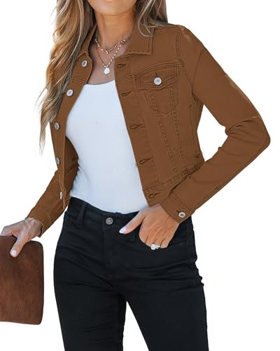 Roskiky Winter Jacke Damen Frühlingsjacke Western Mantel Damen Braun L