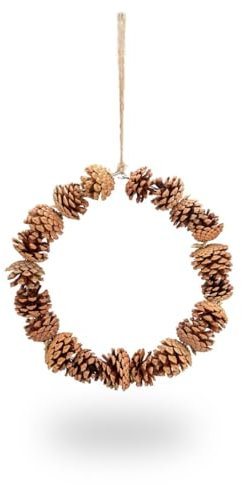 NaDeco Deko-Kranz aus Tannenzapfen in Natur, Durchmesser ca. 30cm | Zapfen Kranz aus Kiefernzapfen | Filigraner Türkranz | Tischkranz | Dekoring mit Zapfen | Fensterdekoration | Weihnachtsdekoration