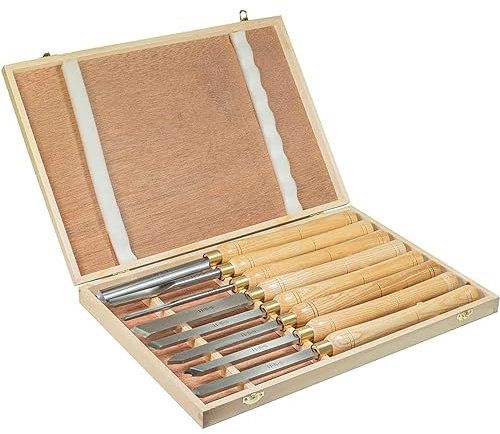 Woodworking Tools,Wood Turning Chisels 8 Piece Set, HSS Woodworking Lathe Chisels with Wooden Storage Box for Wood/Root/Furniture Carving Lathes