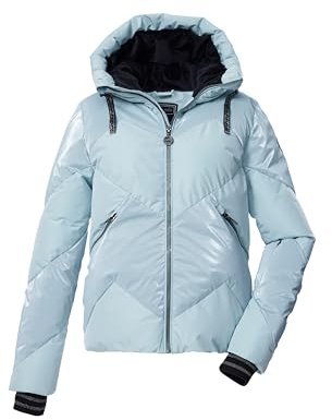Killtec KSW 113 WMN SKI QLTD JCKT Women's Quilted Jacket with Hood and Removable Snow Guard in Down Look Light Ice Blue, 40, 43618-000