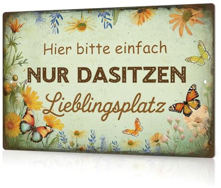 Putuo Decor Metallschild Hier bitte einfach nur dasitzen, Aluminium Wanddeko für Zuhause, Garten, Terrasse, Wohnzimmer, Wanddekoration 30x20 cm (nur dasitzen)