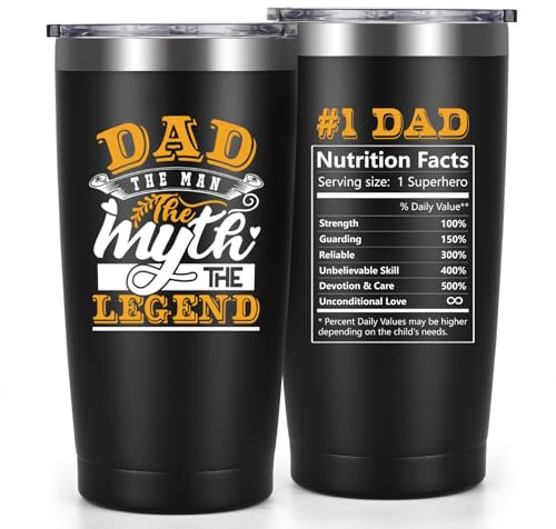 Livole Dad Gifts from Daughter, Son, Fathers Day Gift, Birthday, Christmas, The Man The Myth The Legend, Dad Mug, Presents for Daddy, Father, Men, 20oz 600ml Wine Tumbler with Straw and Lids