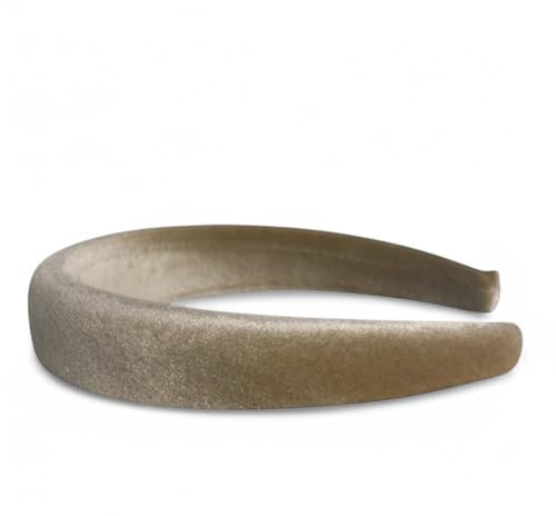 Cerchietto capelli donna elegante, cerchietto bombato in velluto con bombatura da 1 cm, accessorio chic e confortevole per ogni occasione (Tortora, Bombatura 1 Cm)