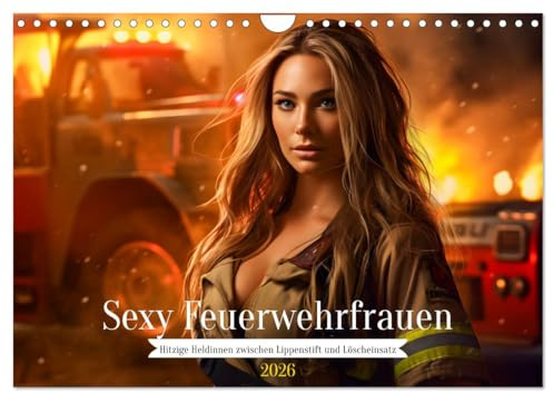 Sexy Feuerwehrfrauen: Hitzige Heldinnen zwischen Lippenstift und Löscheinsatz (Wandkalender 2026 DIN A4 quer), CALVENDO Monatskalender: Flammende Feuerheldinnen im Einsatz (CALVENDO Menschen)