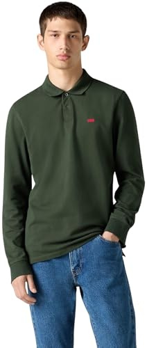 Levi's Herren Langarm-Poloshirt Slim Housemark mit Stretch-Anteil, Logo
