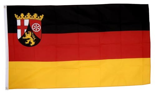 Rheinland-Pfalz Flagge Fahne, 90cm x 150cm | Flagge für Fahnenmast Schrebergarten Haus Deko alle Anlässe