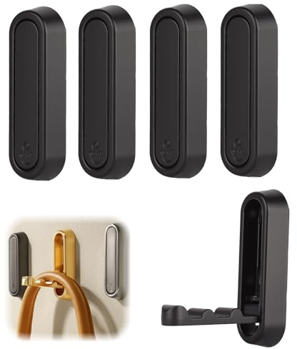 CMANLNYK 4Pcs Foldable Wall Hook for Hanging - Foldable Zinc Alloy Wall Coat Racks, Multi Functional Pressing Flip Folding Clothes Hook, Storage Door Hangers, Black