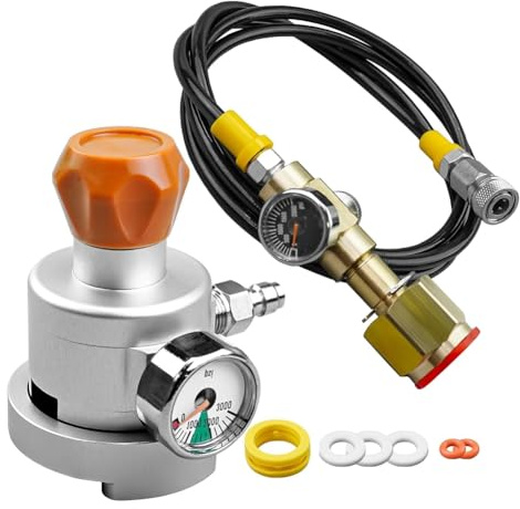 Jooehyer Soda Filling Co2 Adapter Nachfülladapter Schnellanschluss-Druckmesser für Terra, Art, Duo, Crystal3.0 60l Co2-Zylinder (Pink) und Großen Co2-CGA320-Tank - Zubehör für Soda-Maker