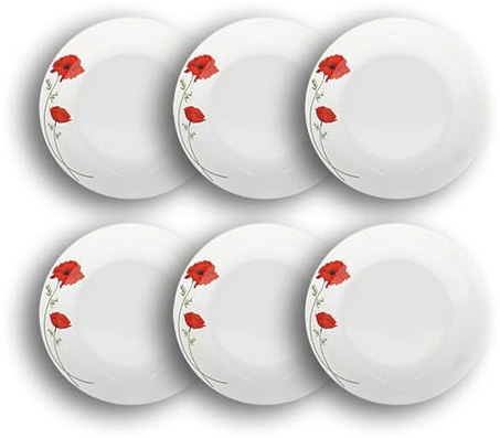 NOVASTYL - Lot 6 assiettes creuses 20.5cm coquelicot en porcelaine - 2614926