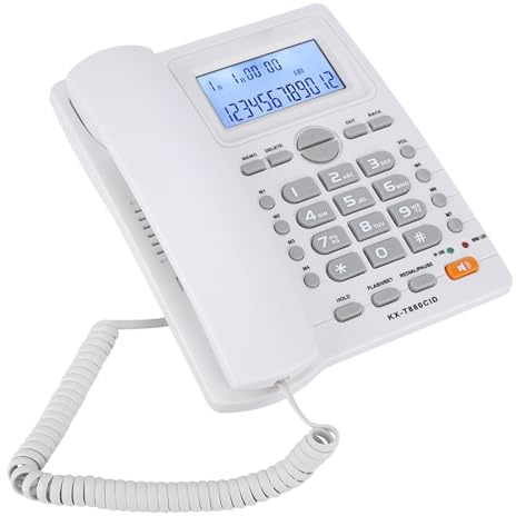 Festnetztelefon, Dual-Port-Erweiterungsset, schnurgebundenes Telefon 8,66 × 8,86 × 2,76 Zoll, Tischtelefon mit Anrufer-ID-Anzeige mit Freisprecheinrichtung schnurgebundenes (Weiß)