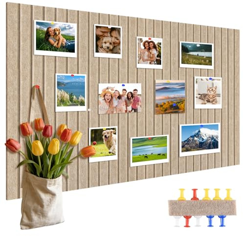 ALANGDUO 80 x 40 cm Filz Pinnwand, Große Filz Pinnwand Selbstklebend, Dekorative Filzpinnwand mit 50 Reißzwecken, Faltbare Pinwand für Büro, Haushalt, Kinderzimmer, Schule und Geschäft, Dunkel Kamel