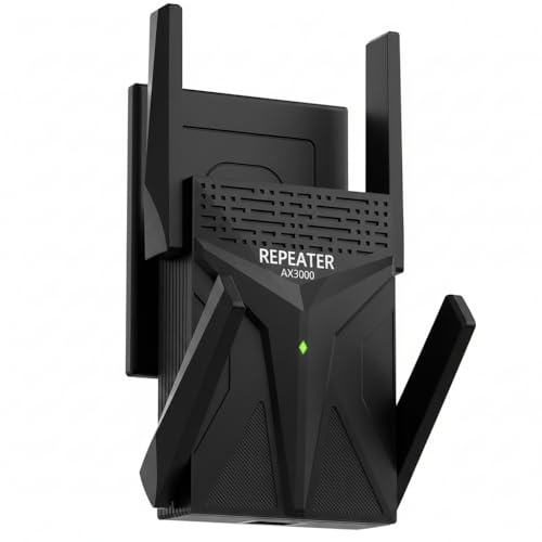 AX3000 WiFi 6 WLAN Repeater mit Gigabit Port, Dual Band WLAN Verstärker bis 3000 Mbit/s, Signal Booster mit 4 Antennen für Gaming, 4K Streaming, Home Office & Smart Home