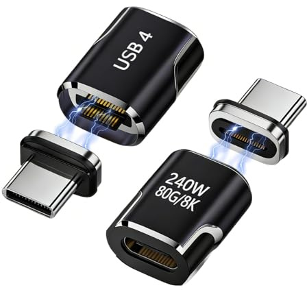 2 Pack 240W Adaptador Magnético USB C para iPhone 17 16, Galaxy S24 S23 | Soporta Transferencia de Datos 80Gbps, Salida de Vídeo 8K@60Hz
