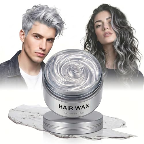 Color de cabello gris, cera colorante para cabello gris 120g, tinte temporal para cabellos, pomada natural para peinado, Hombres Mujeres, tinte temporal para fiestas, Cosplay, Halloween
