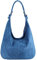 OBC Made in Italy Damen XXL Ledertasche Wildleder Shopper Tasche Schultertasche Umhängetasche Hobo-Bag Beuteltasche (Jeansblau)