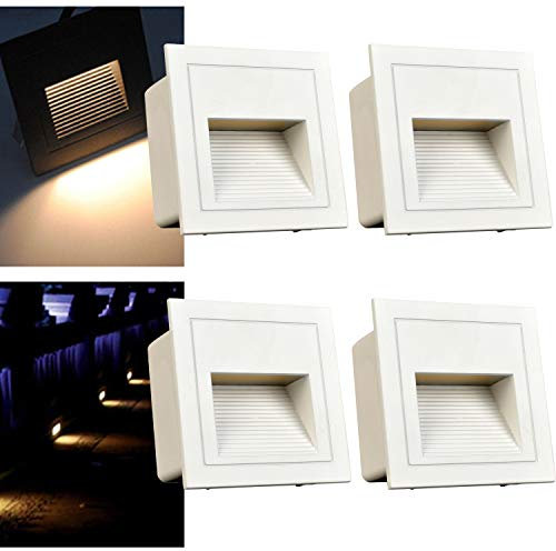 Arote 4er Set 3W LED Wandeinbauleuchte Wandleuchte Treppenlicht Stufenlicht Treppenleuchte Beleuchtung Lampe Alu aussen 230V warmweiß IP65 wasserdicht