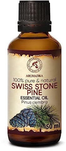 Zirbelkiefernöl 50 ml - Naturliche & Reines Ätherisches Zirbenöl - Pinus Cembra - Zirben Öl für Sauna - Aromatherapie - Aroma Diffuser - Duftlampe - Naturreines Öl aus der Zirbe - Frisches Aroma