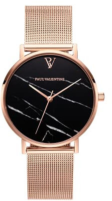 PAUL VALENTINE - Hochwertige Damenuhr in verschiedenen Größen und Farben - Armbanduhr mit stilvollem Metallic-Ziffernblatt, kratzfestes Glas, schmales Mesh-Armband