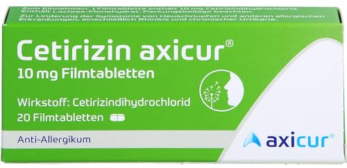 AXICUR Cetirizin 10 mg Filmtablette, Filmtabletten, für Allergien, 20 Stück | Allergien und Heuschnupfen, Cetirizin, 10 mg, Filmtabletten, Packungsgröße: 20 Stück