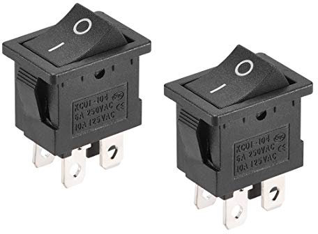 sourcing map 2 Stk. Mini 4-Polig Boot Wippschalter Kippschalter EIN/AUS/EIN AC 250V/6A 125V/10A