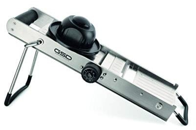GSD Mandoline professionnelle, acier inoxydable/plastique argenté, avec support ergonomique et pieds en caoutchouc, dimensions : 46 x 15,5 x 24 cm, 30060, métal