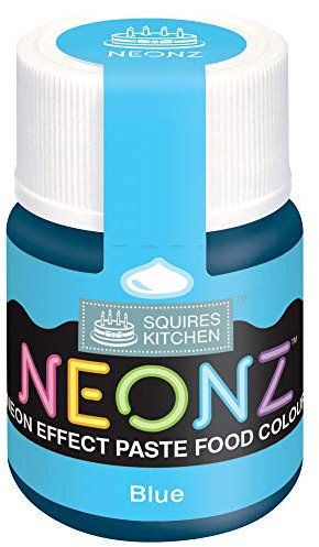 Squires Kitchen NEONZ Neon Effect Blue Food Colouring Paste, Concentrated Food Colour for Use with Sugarpaste, Icing, Fondant, Modelling Paste, Buttercream, Royal Icing, Cake Mixes and More - 20g