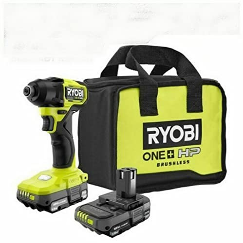 RYOBI ONE+ HP 18V Brushless Compact 1/4 Kit de driver d'impact avec (2) batteries 1,5 Ah, chargeur et sac PSBID01K