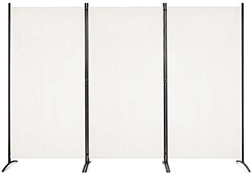 GOPLUS Paravent 3 Panneaux Séparateur de Pièces Cloison de Séparation pour Chambre à Coucher Maison Intérieur, 260 x 183 cm, Beige