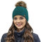 VIVISENCE Wintermütze Mit Bommel Damen Perfekte Passform Warmes Bommelmütze Herbst Frauen Mütze Für Winter Aufgerolltem Design Für Extra Wärme Ideal Für Kalte Wintertage, Dunkeltürkis,Einheitsgröße