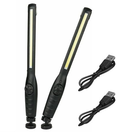 2 Pièces Lampe de Travail Magnétique LED Lampe de Poche Rechargeable Super Lumineuse pour Garage, Camping, Randonnée, Réparation automobile, D'urgence