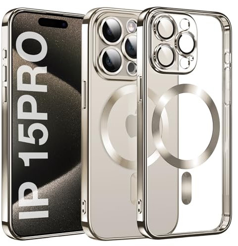 Clear Magnetisch für iPhone 15 Pro Hülle mit MagSafe [Original iPhone Äußere] [Kameraschutz Eingebaut] Durchsichtig Silikon Case Ultra Dünn [Niemals Gelb] Handyhülle Anti Fingerabdruck Kratzfeste
