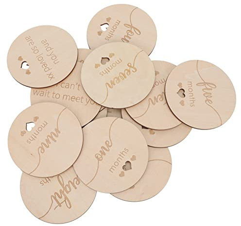 TOYANDONA 15 Stk Hackschnitzel fotografieren Meilensteinscheiben aus Holz Karten unterzeichnen Meilensteinkarten für Babys Baby-Meilensteinscheiben hölzern Holzspäne Requisiten CD neugeboren