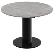 designimpex Design Esstisch rund HES-111 Beton/Schwarz Hochglanz ausziehbar 100 cm bis 148 cm runder Esszimmertisch Küchentisch Funktionstisch oval Kitchen Table Esszimmer Dining Table Ausziehtisch