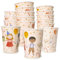 PARTY PARTY 16 Kindergeburtstag Partybecher 220 ml, Waldtier Geburtstag im Vintage Stil, bunte Pappbecher mit Hase und Bär, Kleinkind Geburtstag Jungen Mädchen für Heiß- und Kaltgetränke